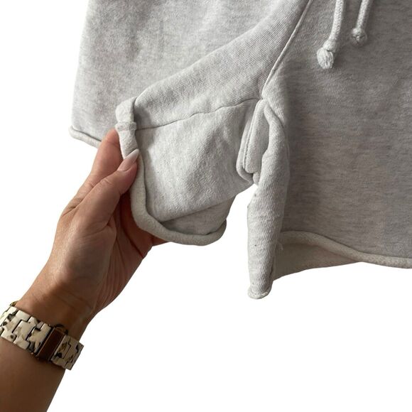 Aritzia Tna XS Cozy Fleece Boyfriend Shorts Light Gray High Rise Lounge - Picture 6 of 8